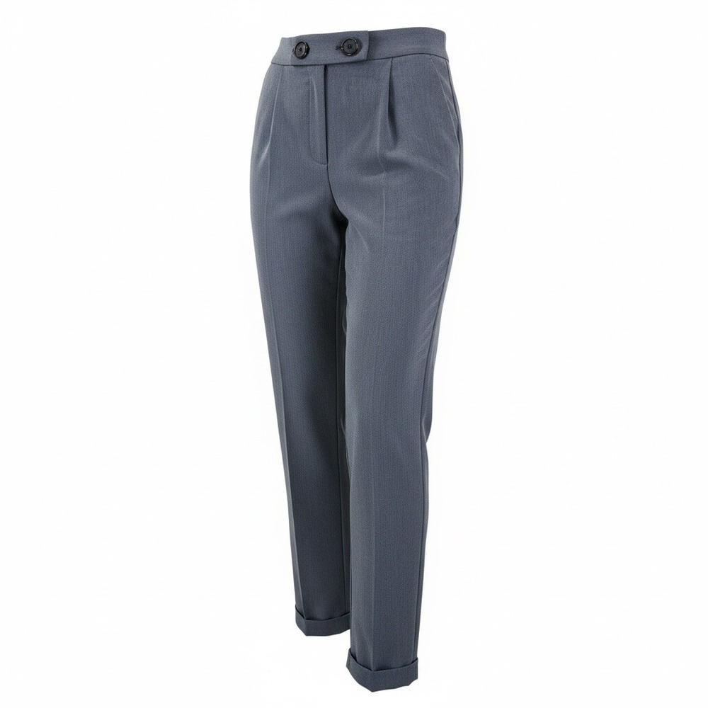 Calvin Klein Dress Pants 10 Blue Twill Cuffed Trousers Minimalist Corporate - Picture 2 of 14
